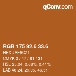 カラーコード: RGB 175 92.6 33.6 | qconv.com