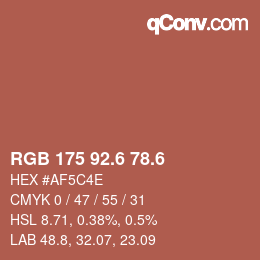 カラーコード: RGB 175 92.6 78.6 | qconv.com