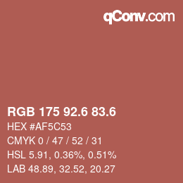 カラーコード: RGB 175 92.6 83.6 | qconv.com