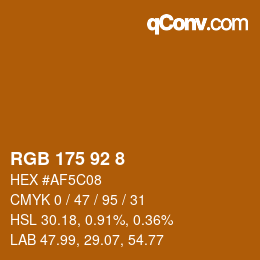 Color code: RGB 175 92 8 | qconv.com