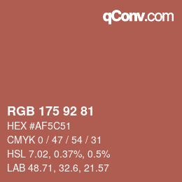 Color code: RGB 175 92 81 | qconv.com