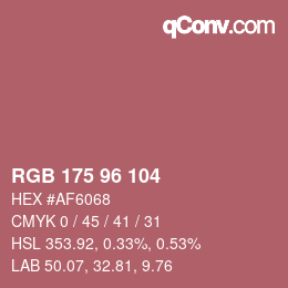 Color code: RGB 175 96 104 | qconv.com