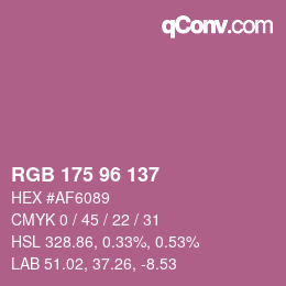 Color code: RGB 175 96 137 | qconv.com