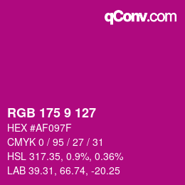 颜色代码: RGB 175 9 127 | qconv.com