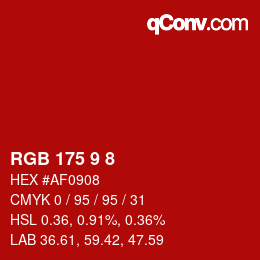 Color code: RGB 175 9 8 | qconv.com