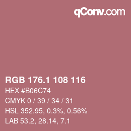 カラーコード: RGB 176.1 108 116 | qconv.com