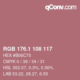 カラーコード: RGB 176.1 108 117 | qconv.com