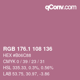 カラーコード: RGB 176.1 108 136 | qconv.com