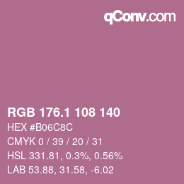 カラーコード: RGB 176.1 108 140 | qconv.com
