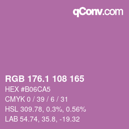 カラーコード: RGB 176.1 108 165 | qconv.com