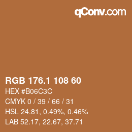 カラーコード: RGB 176.1 108 60 | qconv.com