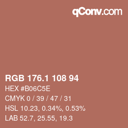 カラーコード: RGB 176.1 108 94 | qconv.com