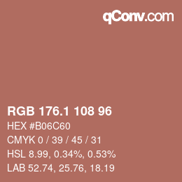 カラーコード: RGB 176.1 108 96 | qconv.com
