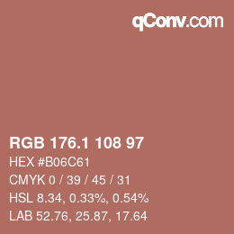 カラーコード: RGB 176.1 108 97 | qconv.com