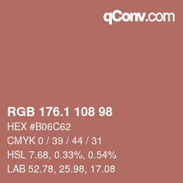 カラーコード: RGB 176.1 108 98 | qconv.com