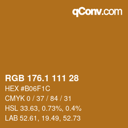 カラーコード: RGB 176.1 111 28 | qconv.com