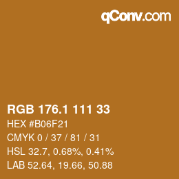カラーコード: RGB 176.1 111 33 | qconv.com