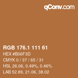 カラーコード: RGB 176.1 111 61 | qconv.com