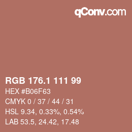 カラーコード: RGB 176.1 111 99 | qconv.com