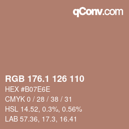 カラーコード: RGB 176.1 126 110 | qconv.com