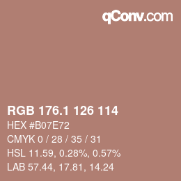 カラーコード: RGB 176.1 126 114 | qconv.com