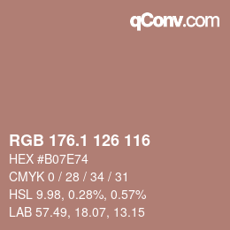 カラーコード: RGB 176.1 126 116 | qconv.com