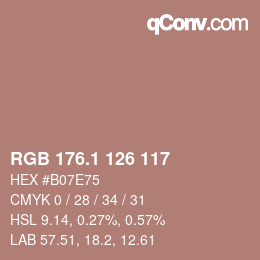 カラーコード: RGB 176.1 126 117 | qconv.com