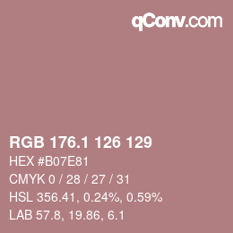 カラーコード: RGB 176.1 126 129 | qconv.com