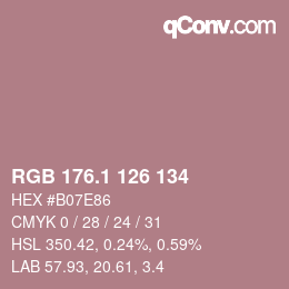カラーコード: RGB 176.1 126 134 | qconv.com