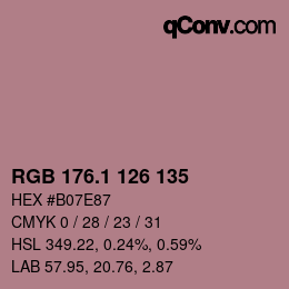 カラーコード: RGB 176.1 126 135 | qconv.com