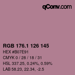 カラーコード: RGB 176.1 126 145 | qconv.com