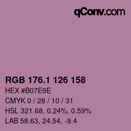 カラーコード: RGB 176.1 126 158 | qconv.com