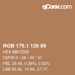 カラーコード: RGB 176.1 126 89 | qconv.com