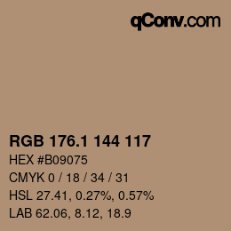 カラーコード: RGB 176.1 144 117 | qconv.com