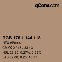 カラーコード: RGB 176.1 144 118 | qconv.com