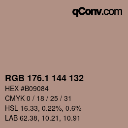 カラーコード: RGB 176.1 144 132 | qconv.com