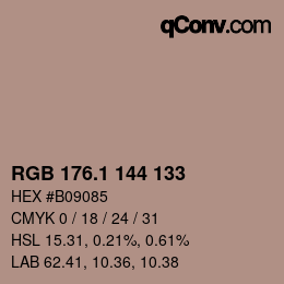 カラーコード: RGB 176.1 144 133 | qconv.com