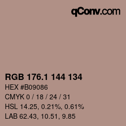 カラーコード: RGB 176.1 144 134 | qconv.com