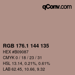 カラーコード: RGB 176.1 144 135 | qconv.com