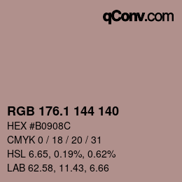 カラーコード: RGB 176.1 144 140 | qconv.com