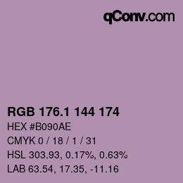 カラーコード: RGB 176.1 144 174 | qconv.com