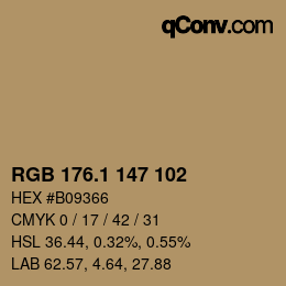 カラーコード: RGB 176.1 147 102 | qconv.com