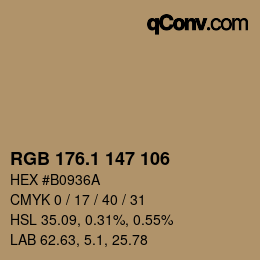 Color code: RGB 176.1 147 106 | qconv.com