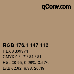 カラーコード: RGB 176.1 147 116 | qconv.com