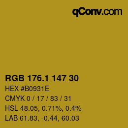 カラーコード: RGB 176.1 147 30 | qconv.com