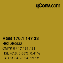 カラーコード: RGB 176.1 147 33 | qconv.com