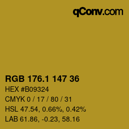 カラーコード: RGB 176.1 147 36 | qconv.com