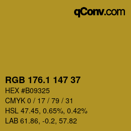 カラーコード: RGB 176.1 147 37 | qconv.com