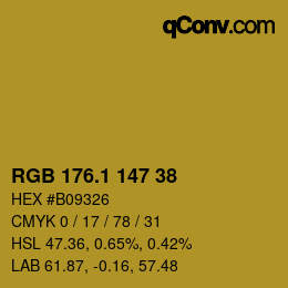 カラーコード: RGB 176.1 147 38 | qconv.com