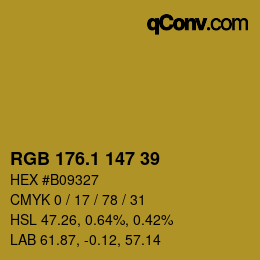 カラーコード: RGB 176.1 147 39 | qconv.com